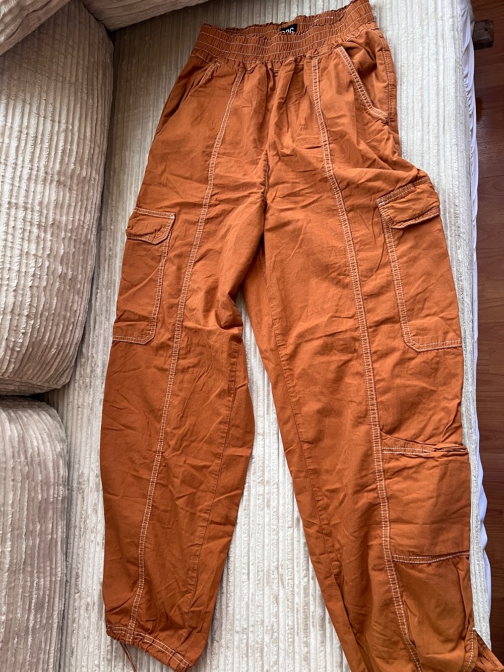 Women's Cargo Track Joggers in Rust Orange